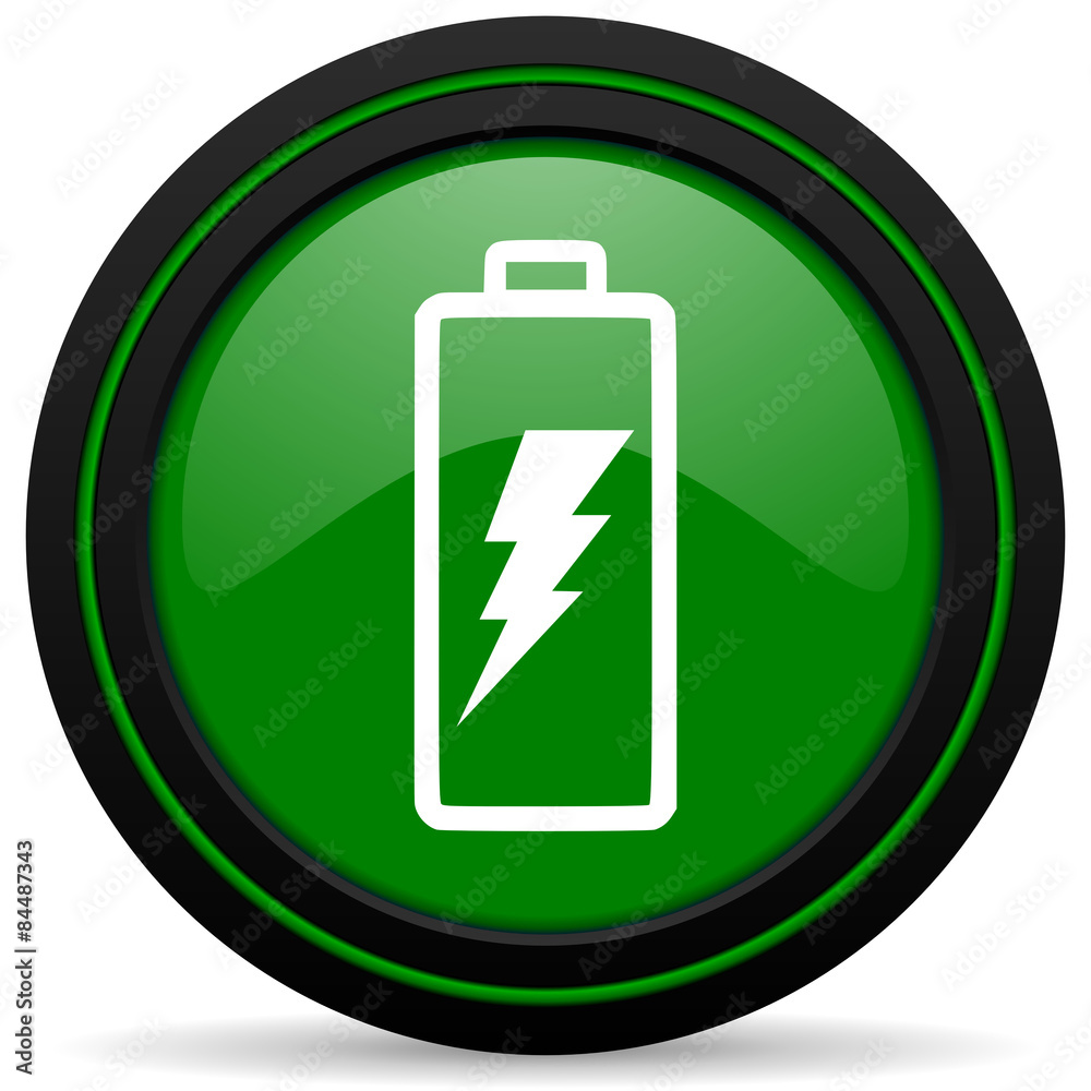 Fototapeta premium battery green icon power sign