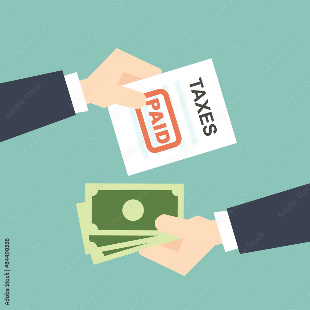 hand business hold Tax -Tax paid concept hand business hold Tax -Tax paid concept
