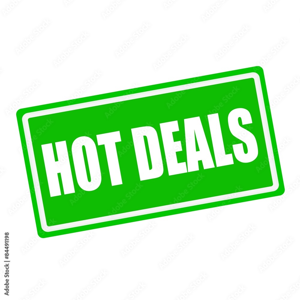 Hot deals white stamp text on green background Hot deals white stamp text on green background