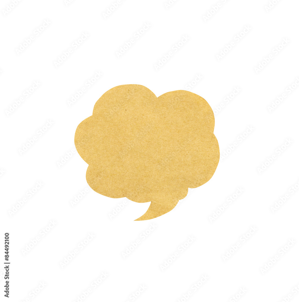 Speech bubble recycle paper on isolated white background with sp Speech bubble recycle paper on isolated white background with sp