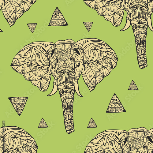 delicate geometric style elephant seamless background