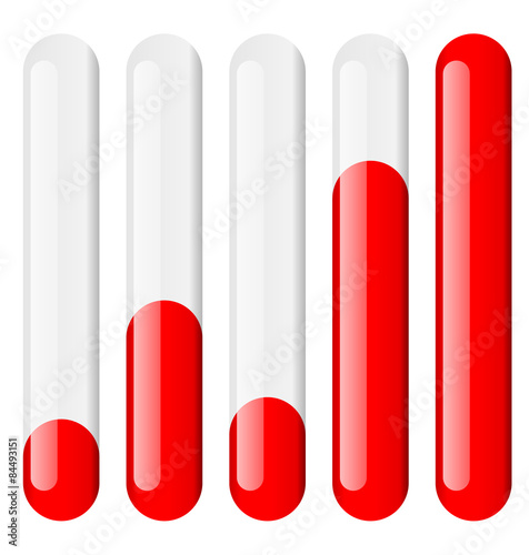 Vertical bars set at different levels. Level indicators.