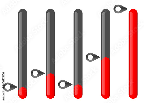 Vertical bars set at different levels. Level indicators.