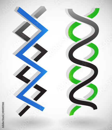 Intersecting lines, DNA strands. Angular and wavy version. Inter