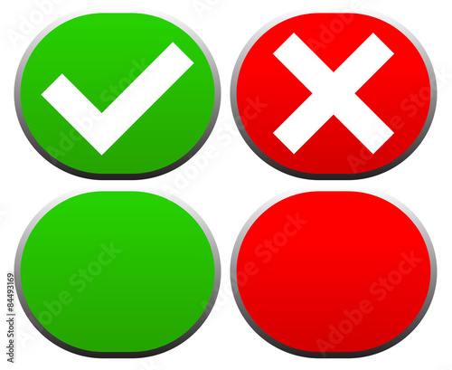 Check mark and cross buttons / icons. vector.