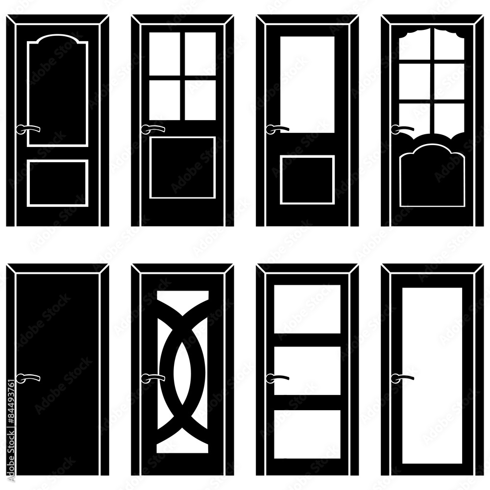 Fototapeta premium vector set of 8 door icons