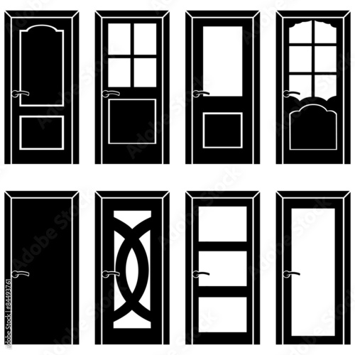 vector set of 8 door icons