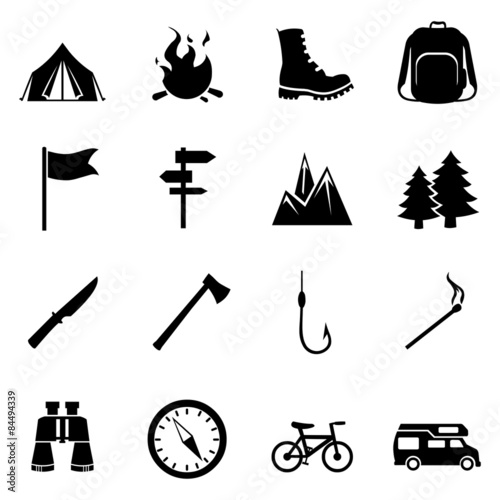 Vector Set of Hiking and Camping icons
