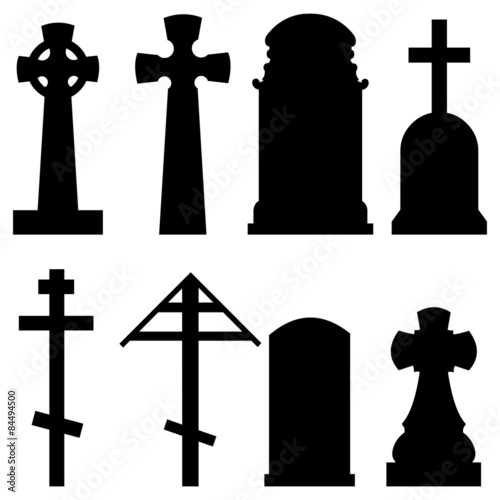 Vector Set of Silhouette Tombstones