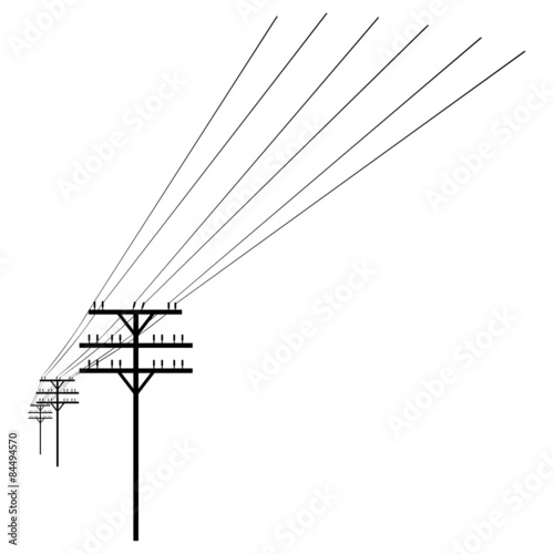 Vector White Silhouette of Power Line