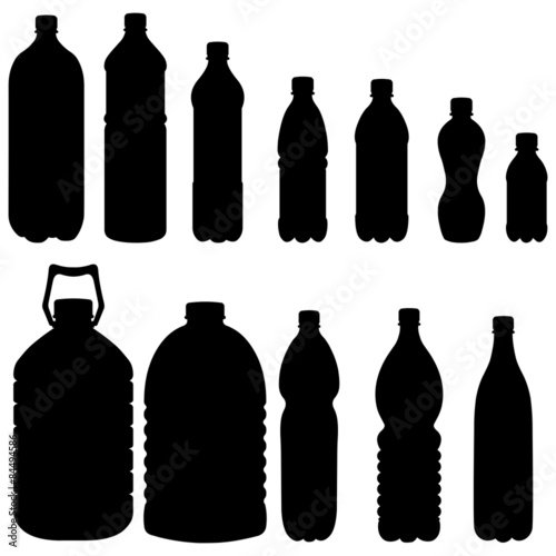 Vector Silhouettes of Plastic Bottles