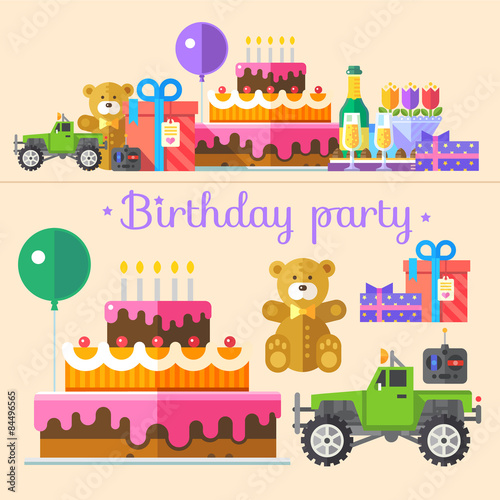 Vector illustrations holiday birthday party