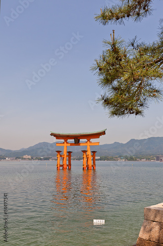 Floating torii gate of Itsukushima Shrine, Japan. UNESCO site