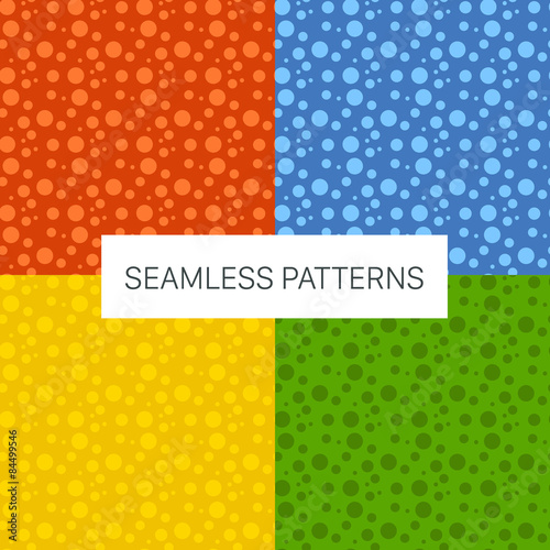 Four color abstract background with circles. Seamless pattern.