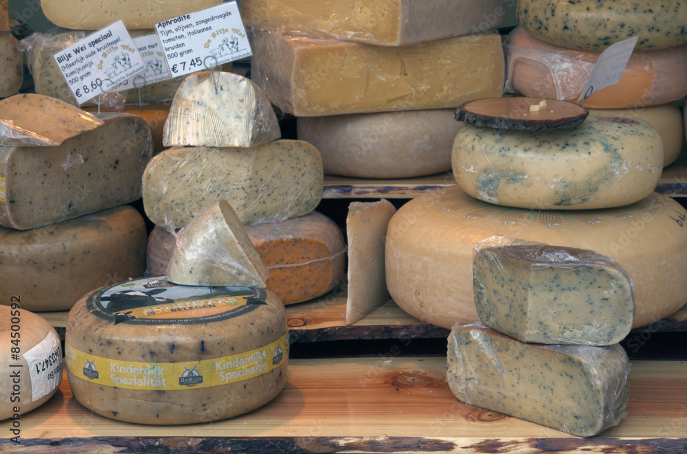 Organic food,Cheese displayed at the biologic market in the hagu