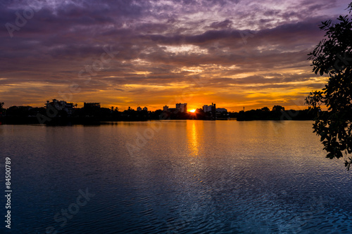 Colourful sunset from Diyawanna Lake Sri Lanka