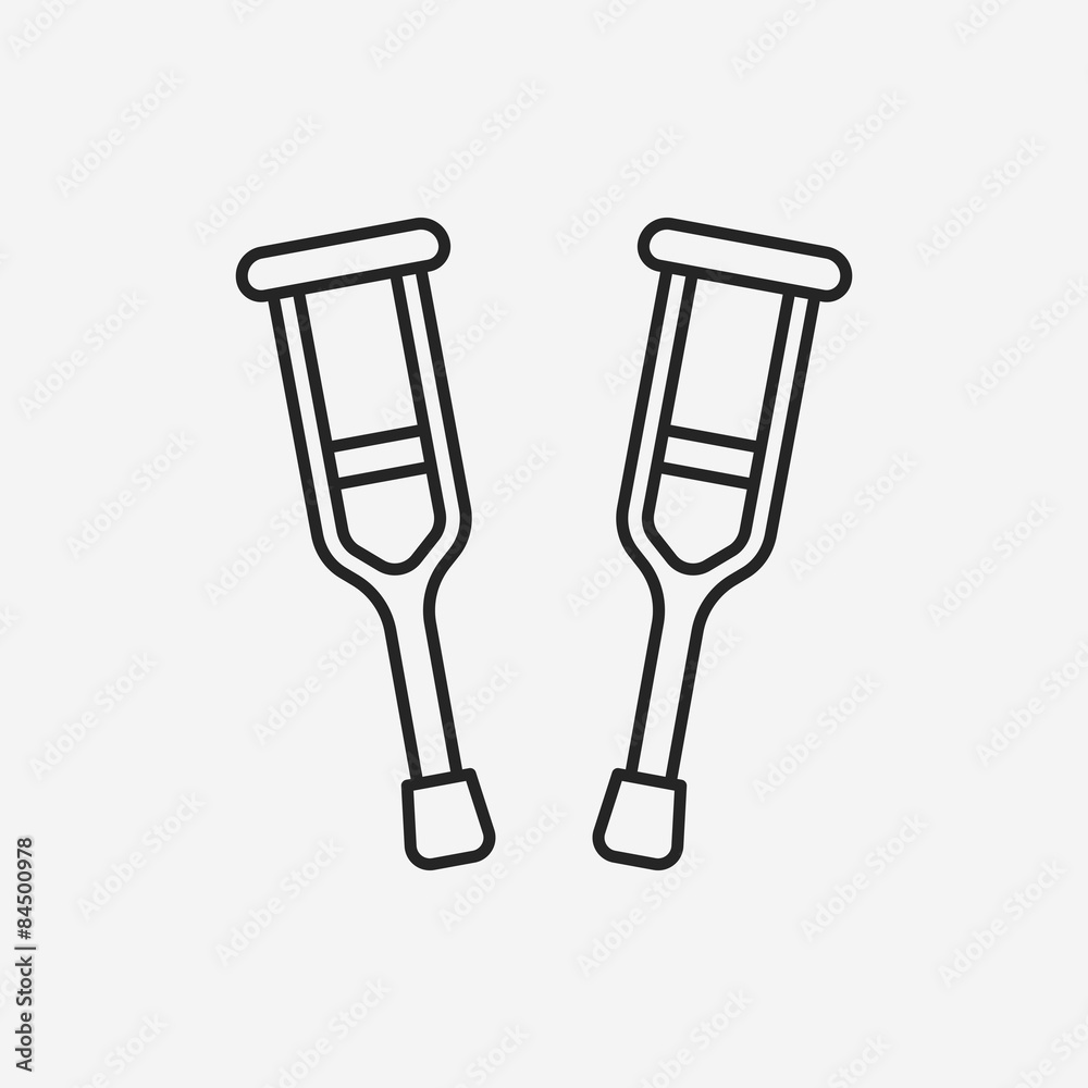 Crutch line icon Crutch line icon