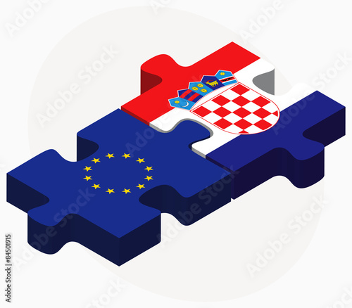 European Union and Croatia Flags in puzzle