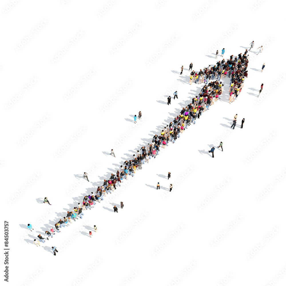 People in the form of arrows.