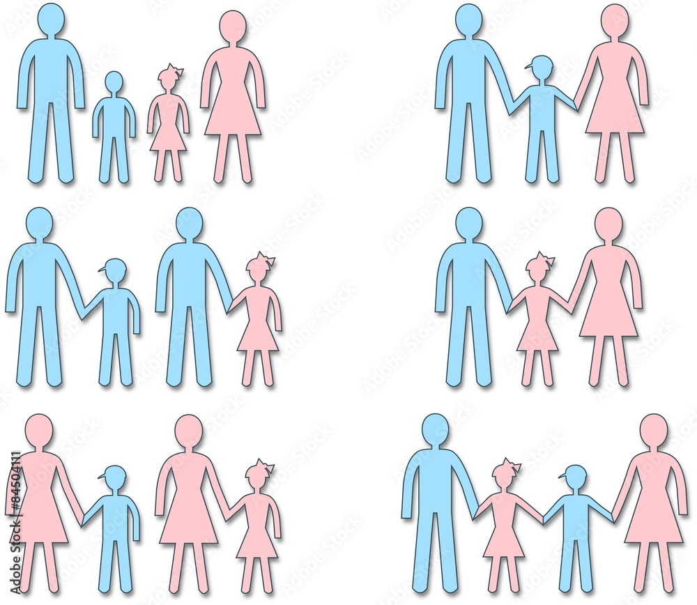 Set of male and female simple symbols family Set of male and female simple symbols family