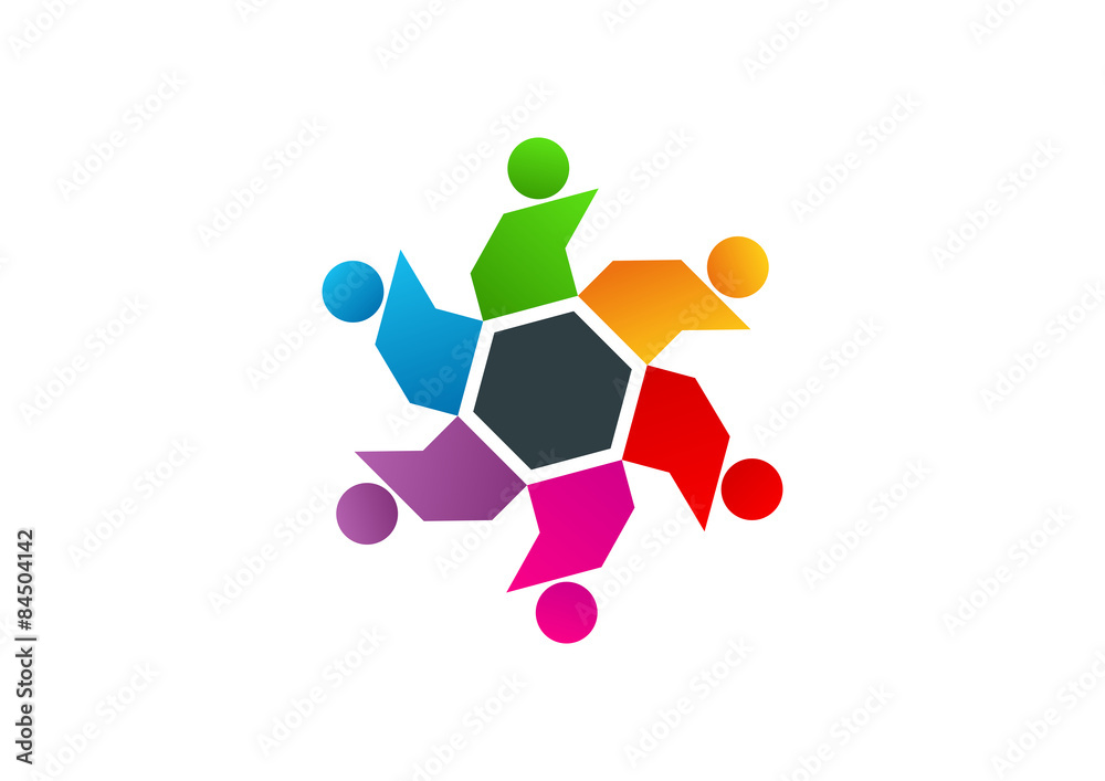 Logo Box connection social teamwork Logo Box connection social teamwork