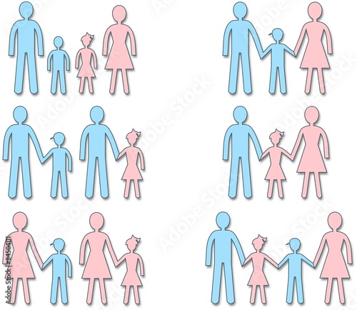 Set of male and female simple symbols family
