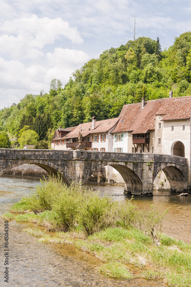 St. Ursanne, Saint Ursanne, Altstadt, Stadt, Doubs, Stadttor, Schweiz St. Ursanne, Saint Ursanne, Altstadt, Stadt, Doubs, Stadttor, Schweiz