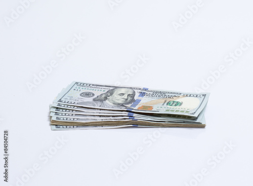 100 dollar bills on white background