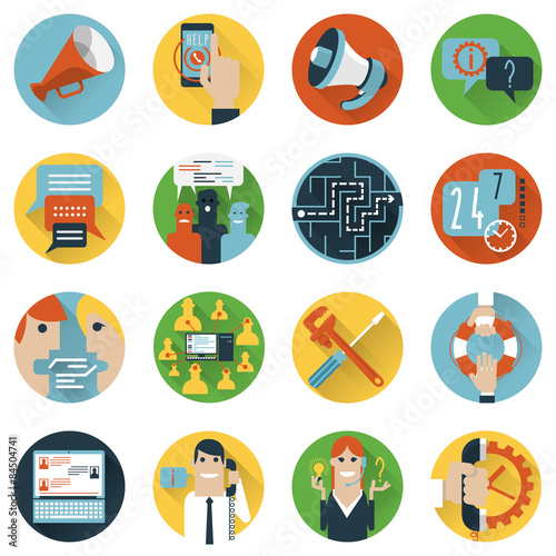 Internet forums concept icons set flat