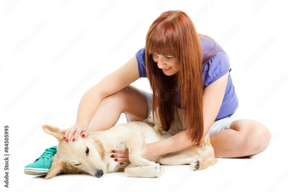 Woman having fun with her dog
