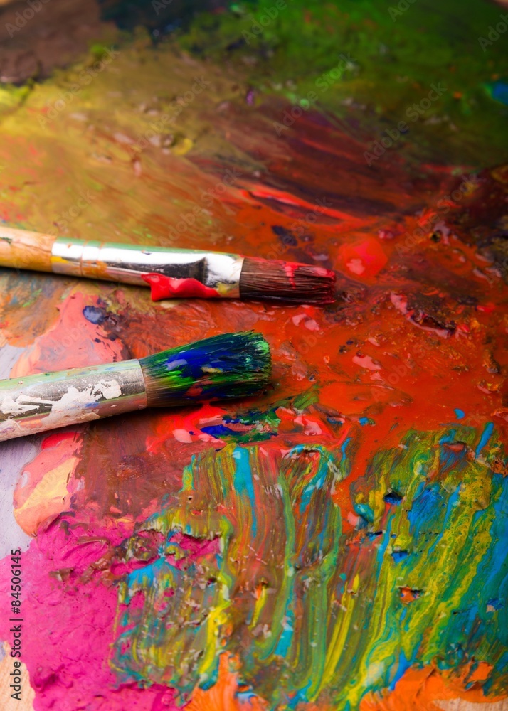 Obraz premium Palette, Painter, Paintbrush.