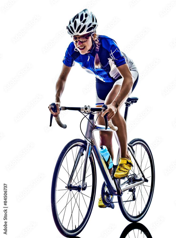 Fototapeta premium woman triathlon ironman athlete cyclist cycling