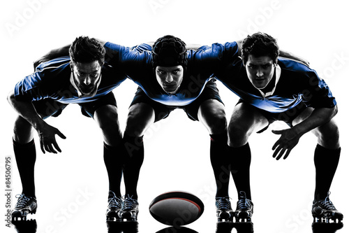 Canvas Print rugby men players silhouette