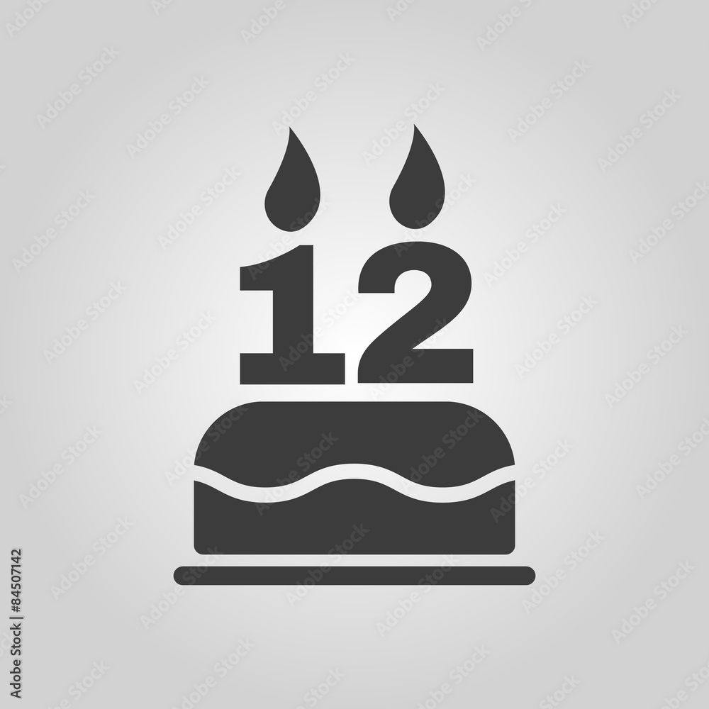 The birthday cake with candles in the form of number 12 icon The birthday cake with candles in the form of number 12 icon