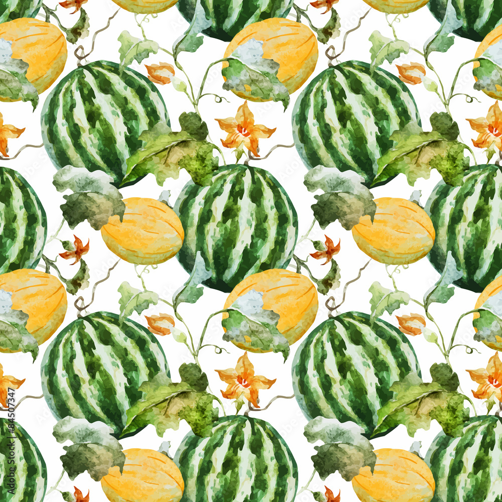 Watercolor watermelon melon pattern Watercolor watermelon melon pattern