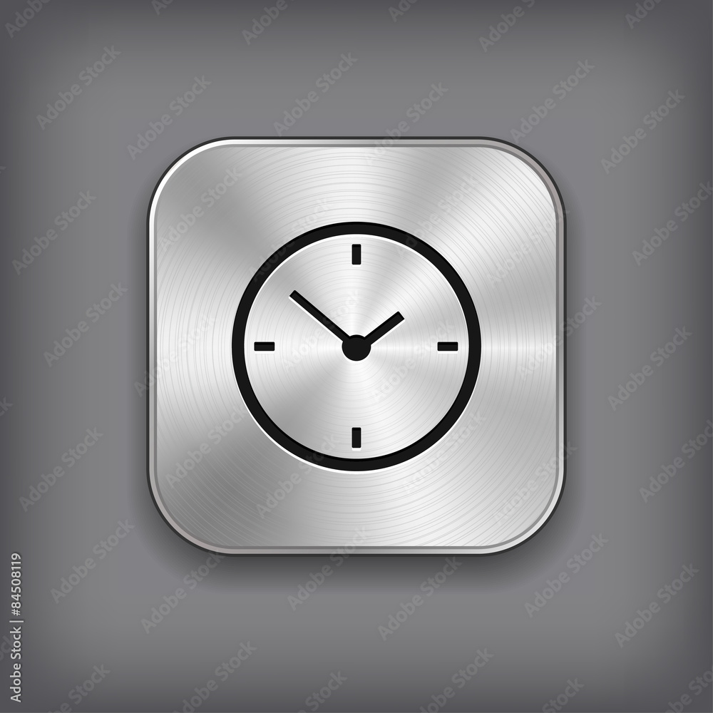 Clock icon - vector metal app button Clock icon - vector metal app button
