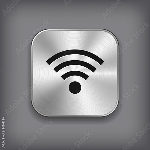 Wi-fi icon - vector metal app button
