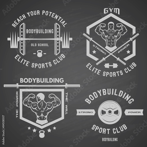Bodybuilding white label set.