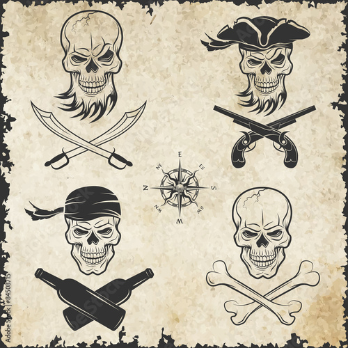 Emblems of skulls on the pirate theme.