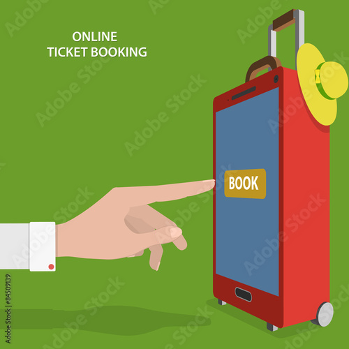 Online Ticket Booking Flat Vector Concept.