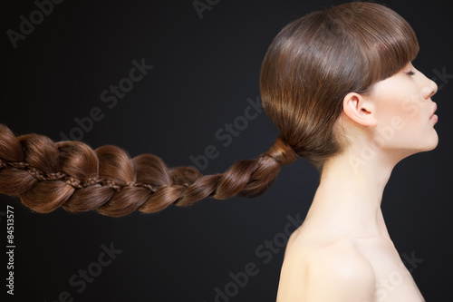 Beautiful Woman Portrait. Long Brown Hair