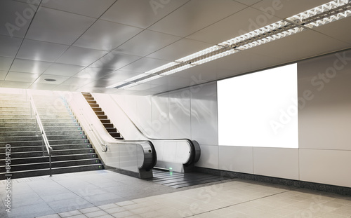 Billboard mock up in subway with escalator photo