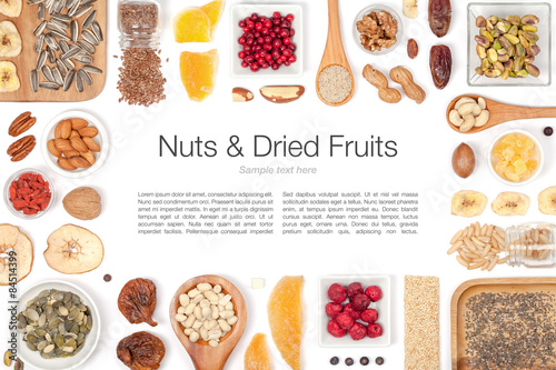 Wallpaper Mural nuts and dried fruits on white background Torontodigital.ca