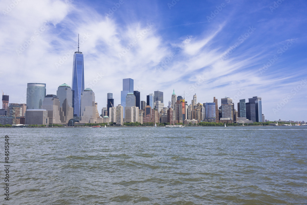 Naklejka premium ジャージーシティよりロアーマンハッタン近代ビル群