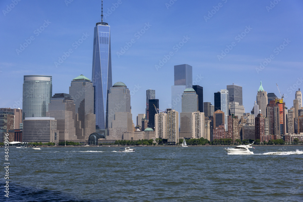 Obraz premium ジャージーシティよりロアーマンハッタン近代ビル群