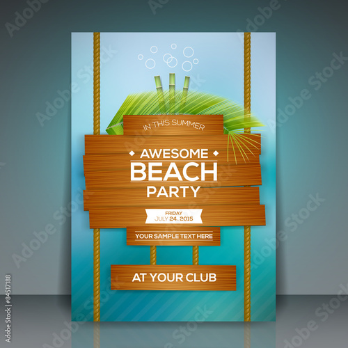 Summer Beach Party Flyer Template - Vector Design