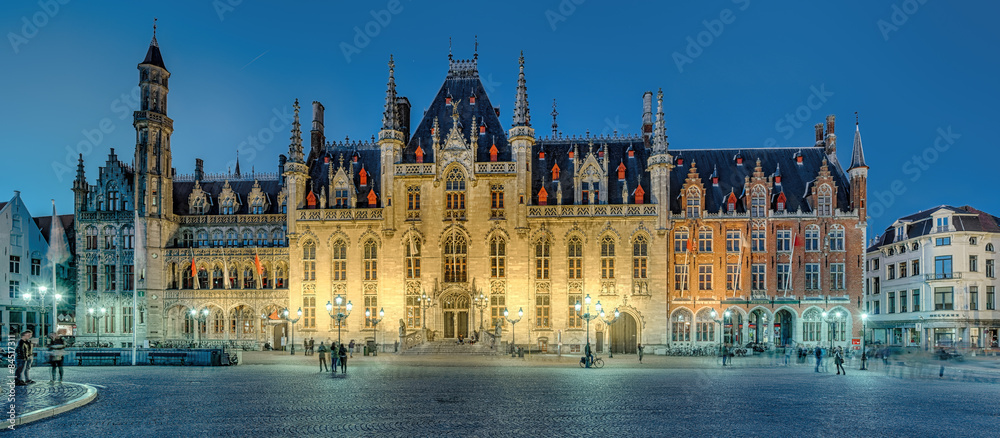 Fototapeta premium Brugia Belgium Market Place Panorama