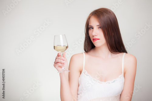 beautiful girl with glass of wine