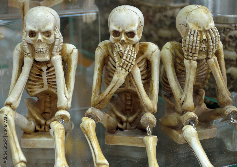 Hear no evil, speak no evil, see no evil skeletons Stock Photo | Adobe