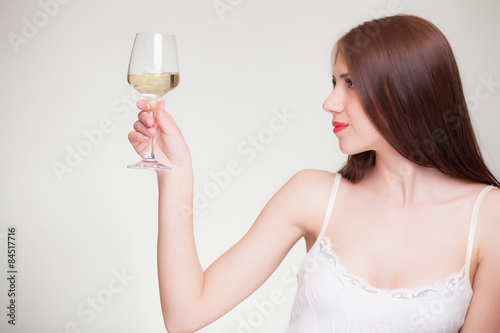 beautiful girl with glass of wine